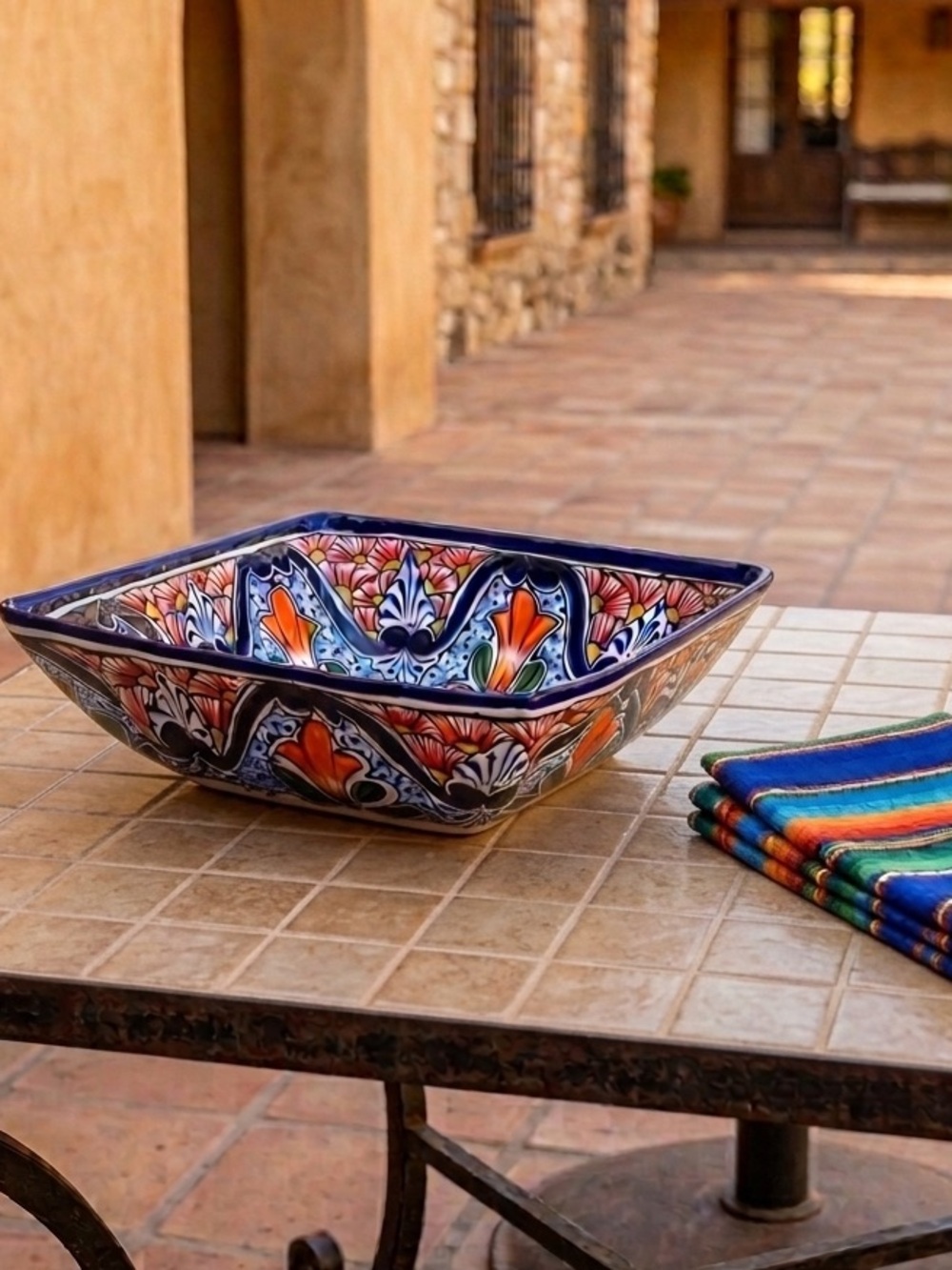 Vintage Talavera Rectangular Serving Bowl Pottery Dish Hand Crafted Mexico 12” - Picture 2 of 10